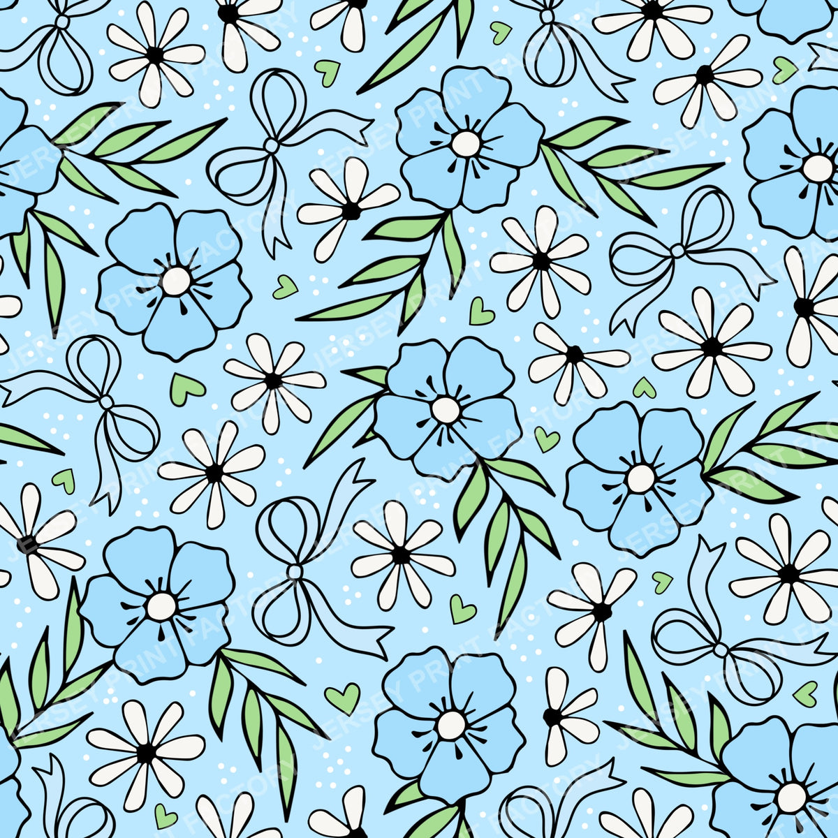 Coquette Meadow Wildflower Floral In Soft Blue