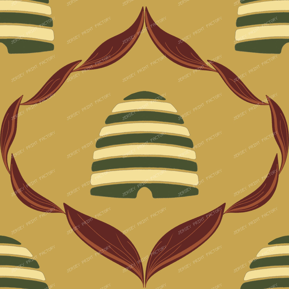 Autumn Farmhouse Botanical Beehive/ Old Harvest Lane Harvest Wheat and Forest Green