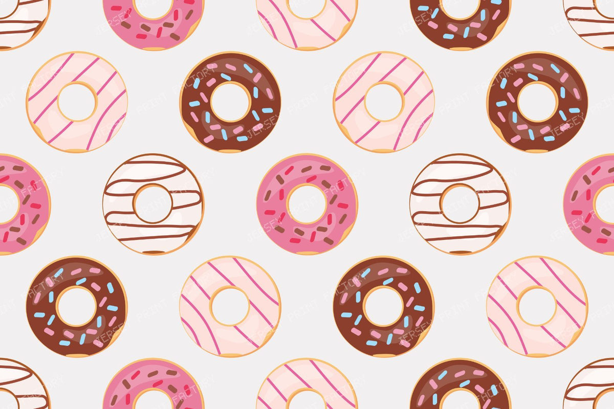 Donut Pattern, Pink Donuts, Brown Donuts, White Donuts, Sprinkles — White