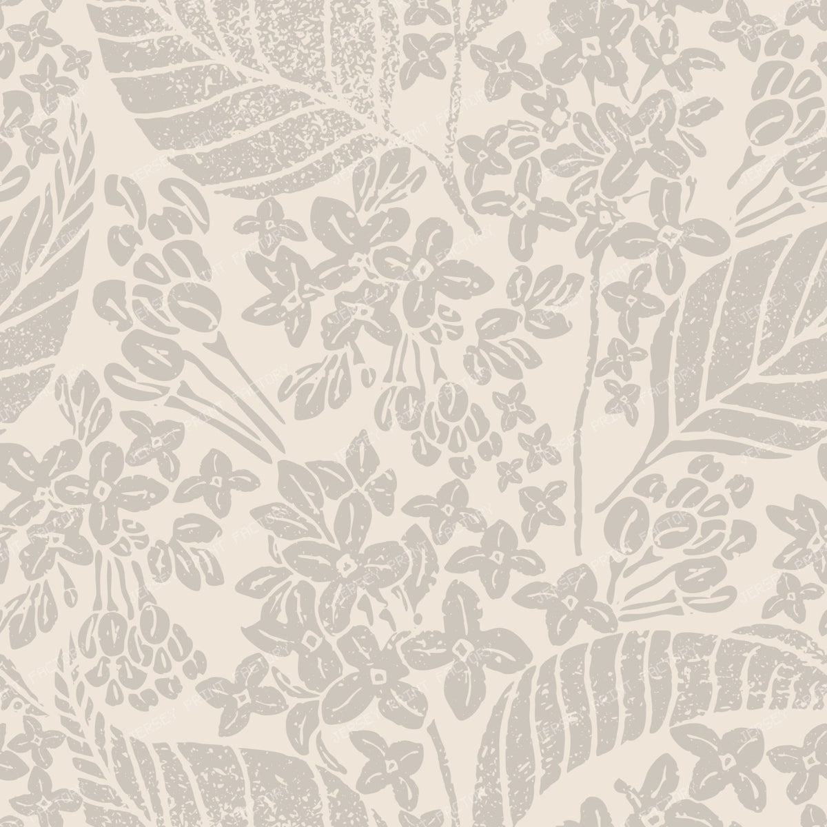 Lilac Flower Bloom Block Print — Beige