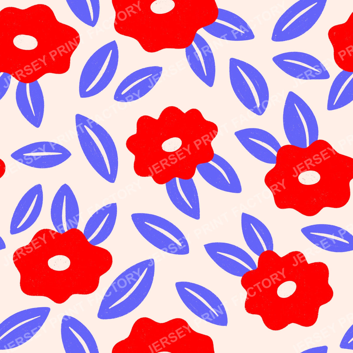 Red White and Blue Hand Drawn Floral