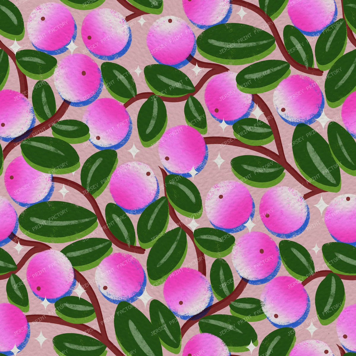 Winter Snowberries and Sparkle on Purple — Pink