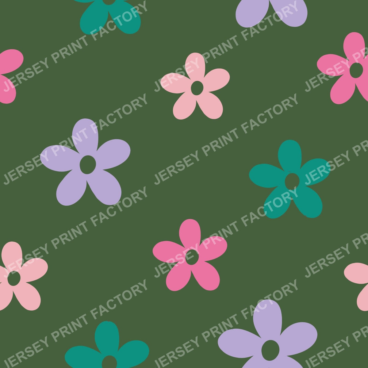 Simple pastel flowers on khaki green