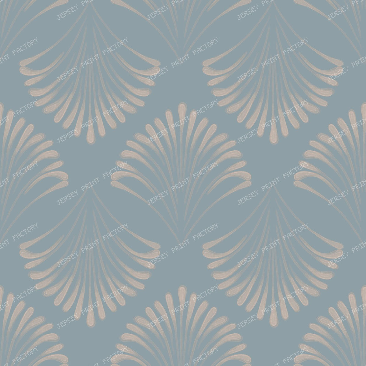 Maya - Watercolour Art Deco Fan - Navy Blue & White — Dusky Blue