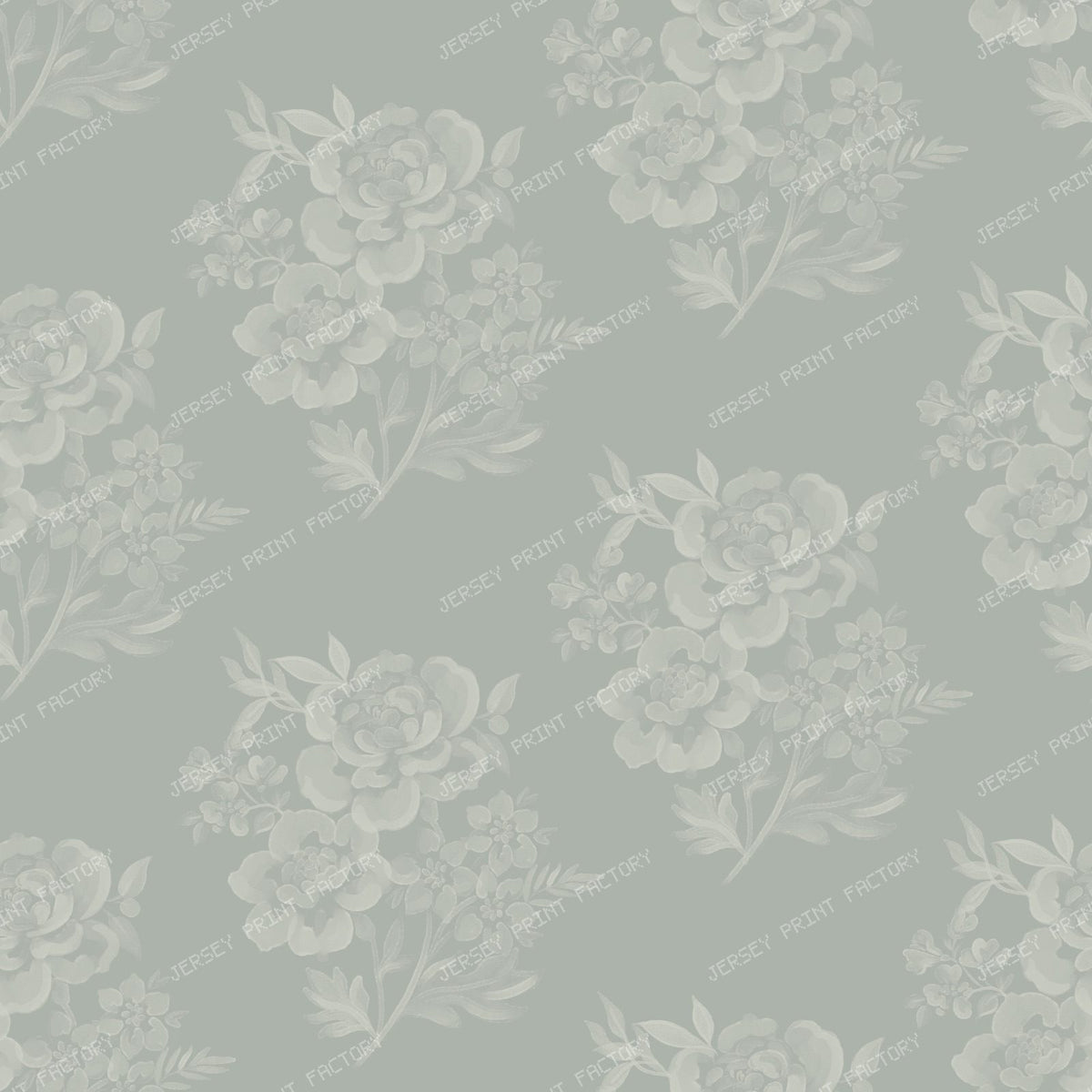 Etta - Watercolour Floral Bunches Dusky Blue — Sage Green