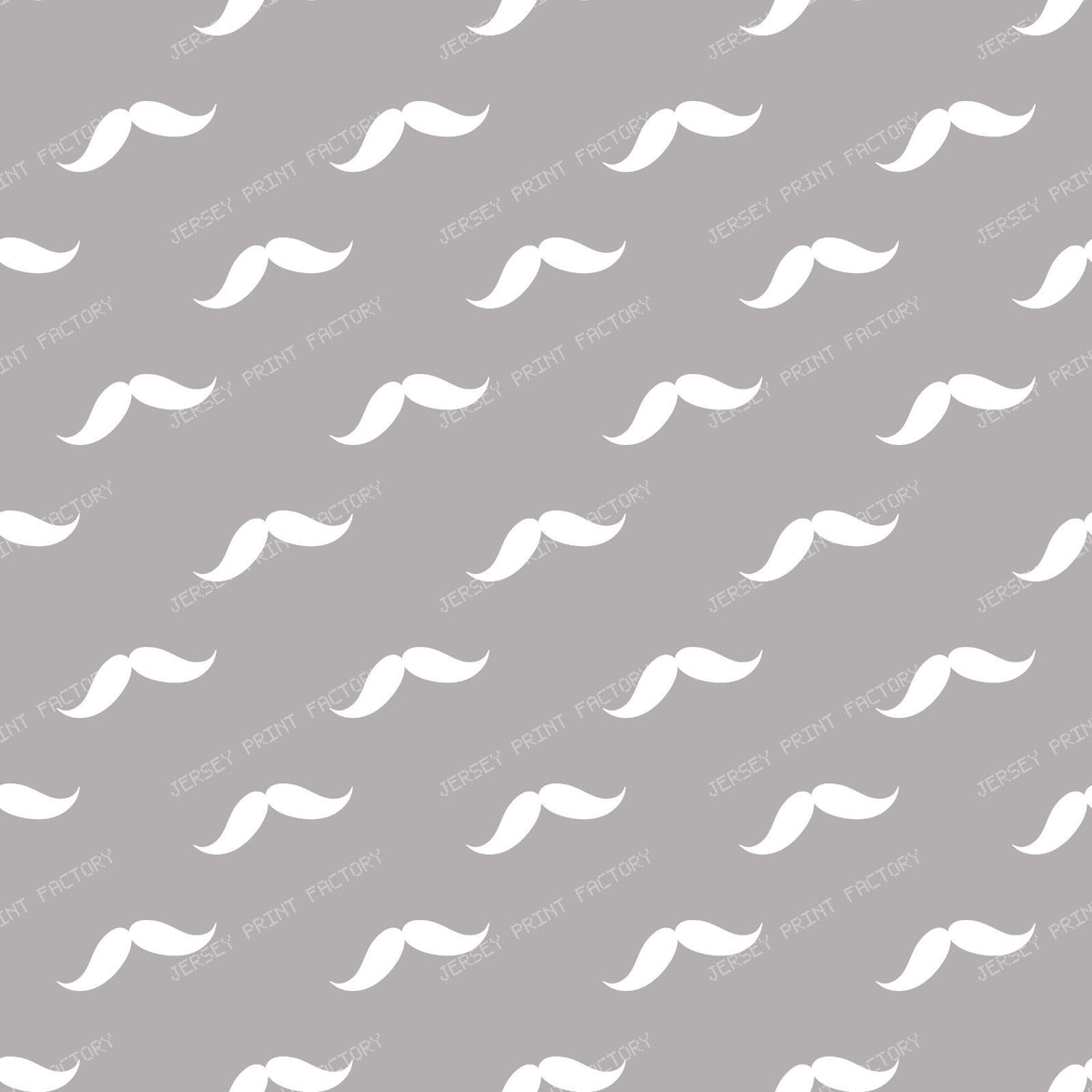 Mustache Pattern, Curly Mustache, Black and White — Gray 1