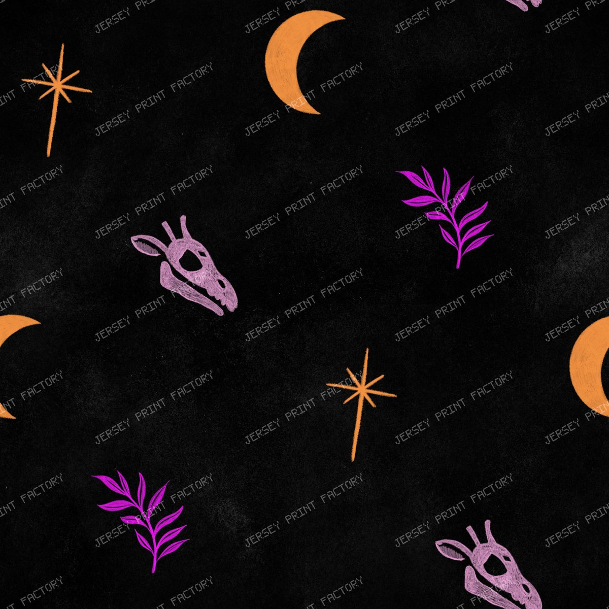 Giraffe Skull Blender Minimal Celestial Fossil Pattern on Black Background — Pink and Orange