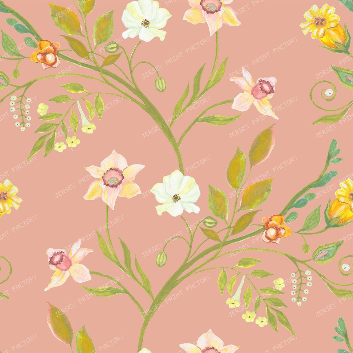 Narcissus Grandmillennial Trailing Vine - Pink Coral