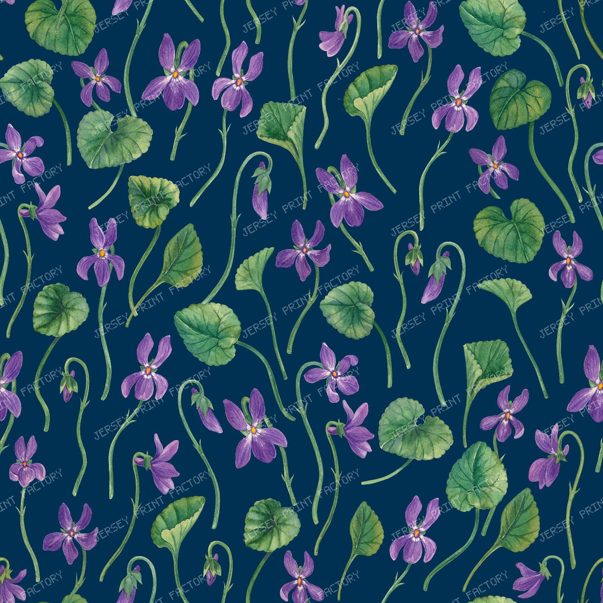 Watercolor violets on honey dew — on dark blue