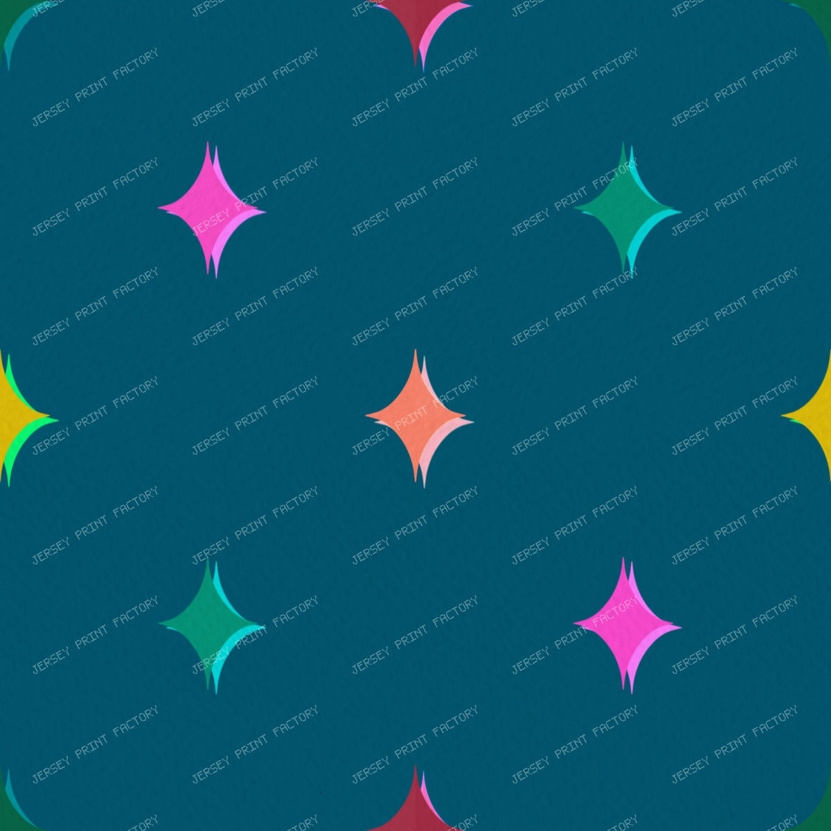 Colourful sparkle stars on Purple — Teal Blue