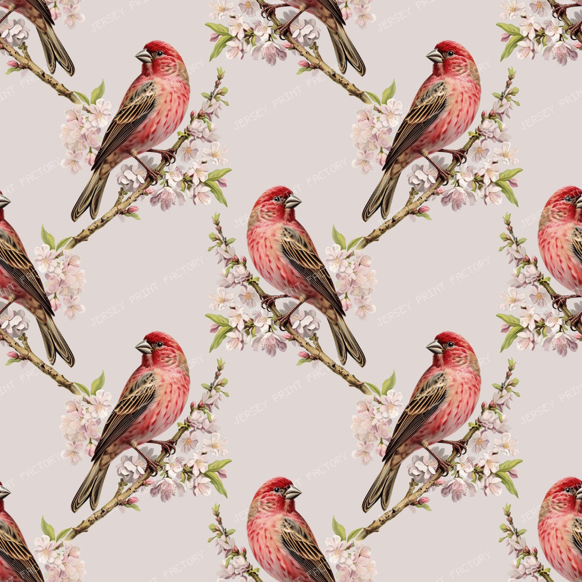 Pattern Of Birds, Red Birds, Summer Tanager, Cherry Blossom