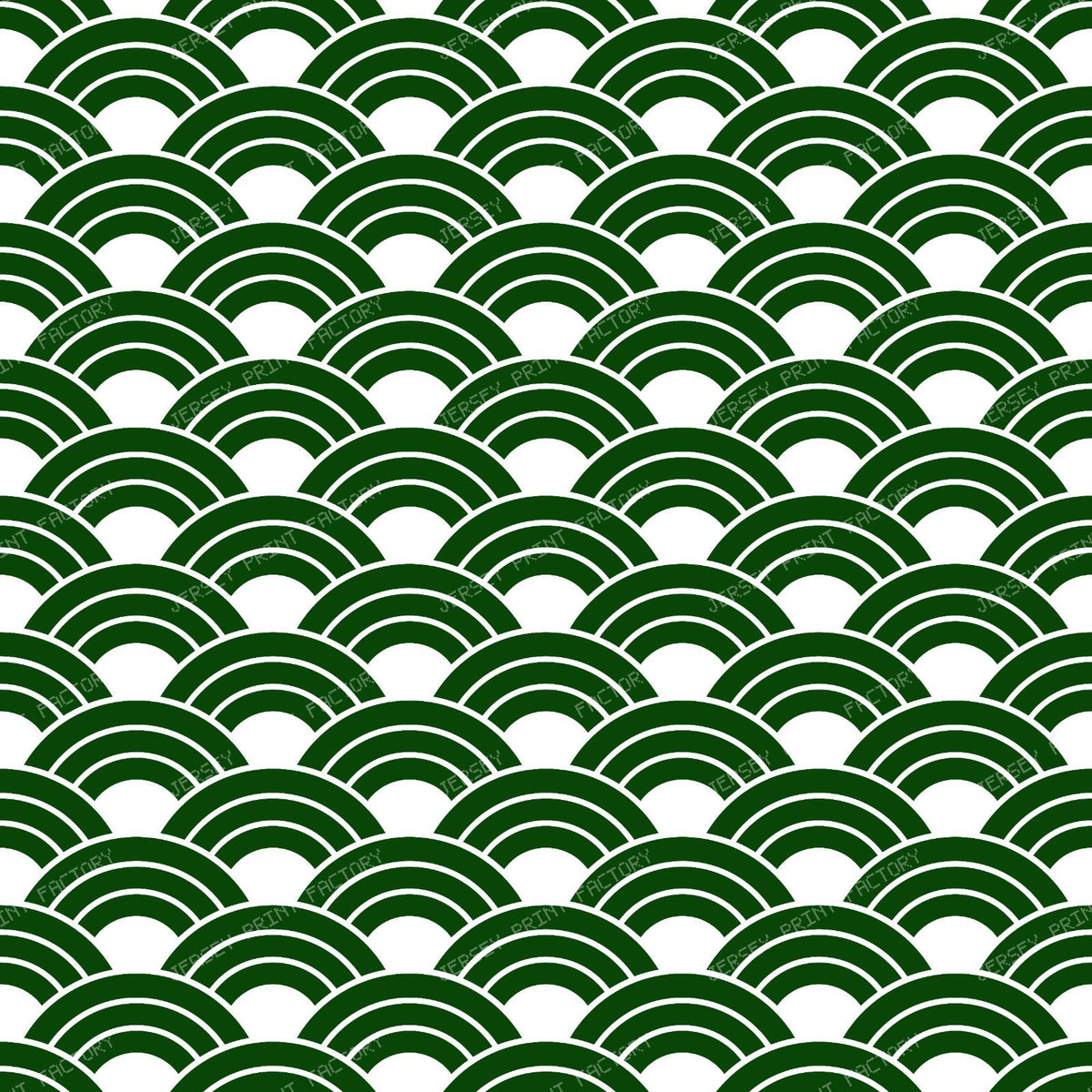 Black and White Seigaiha, Japanese Pattern, Waves, Fans, Arch — Green 2