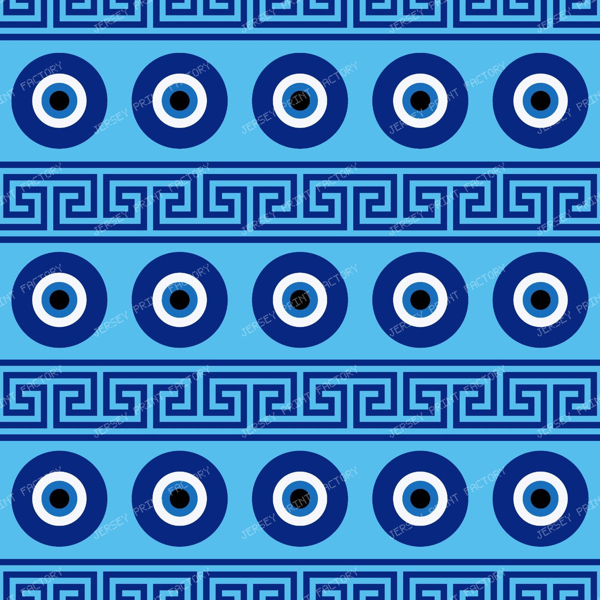 Evil Eye Pattern, Turkish Eye, Mati, Nazar, Meander Key — Blue 4