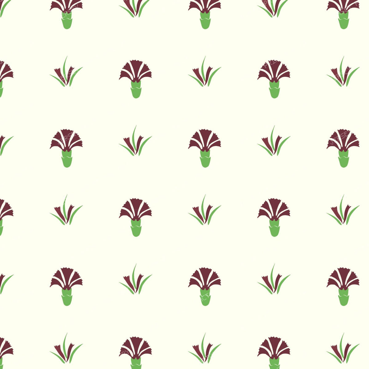 Iznik Carnation Block Print White - Small