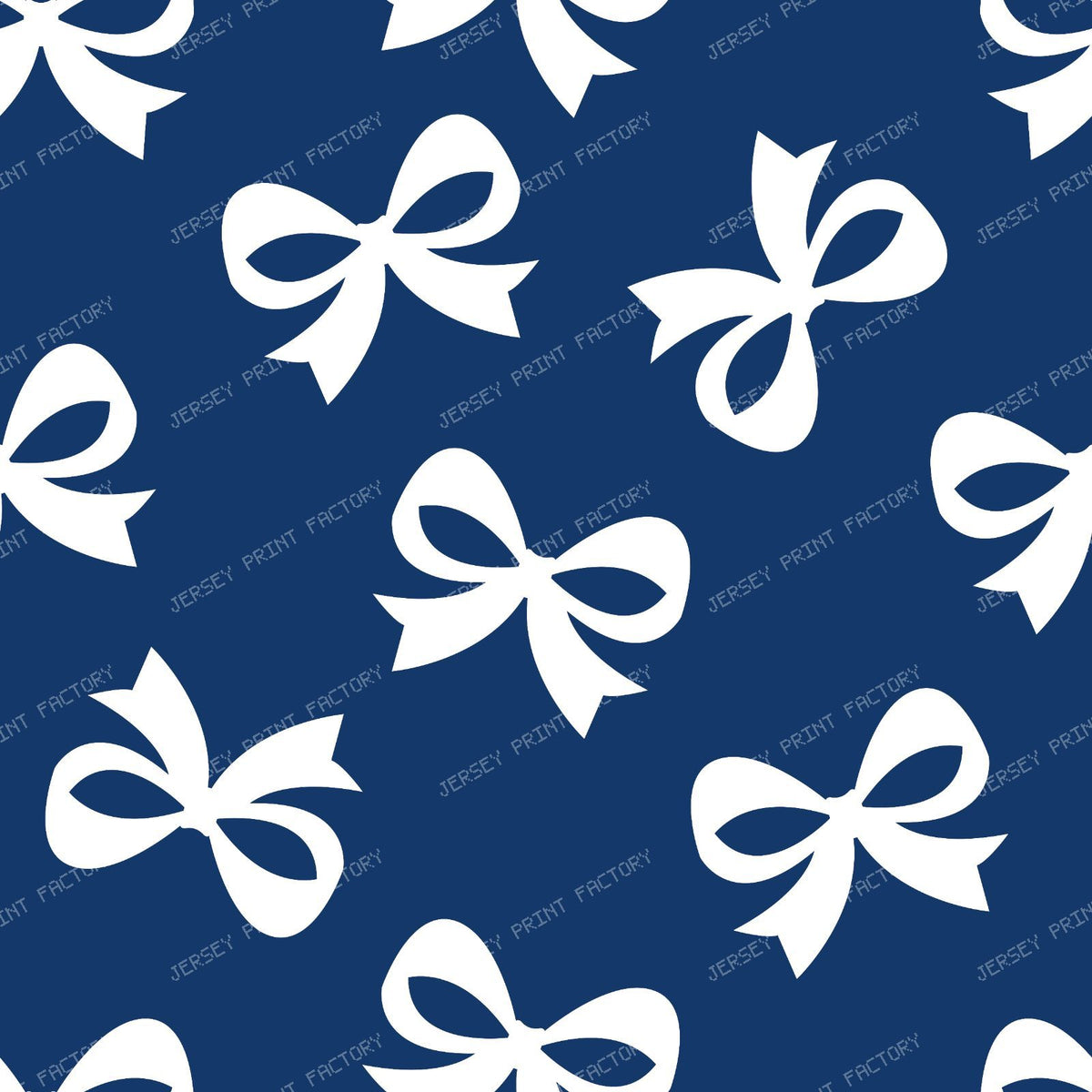 Bow Pattern, Coquette Bow, Ribbon Bow, Cute Bow, White Bow, Black — Navy Blue 1