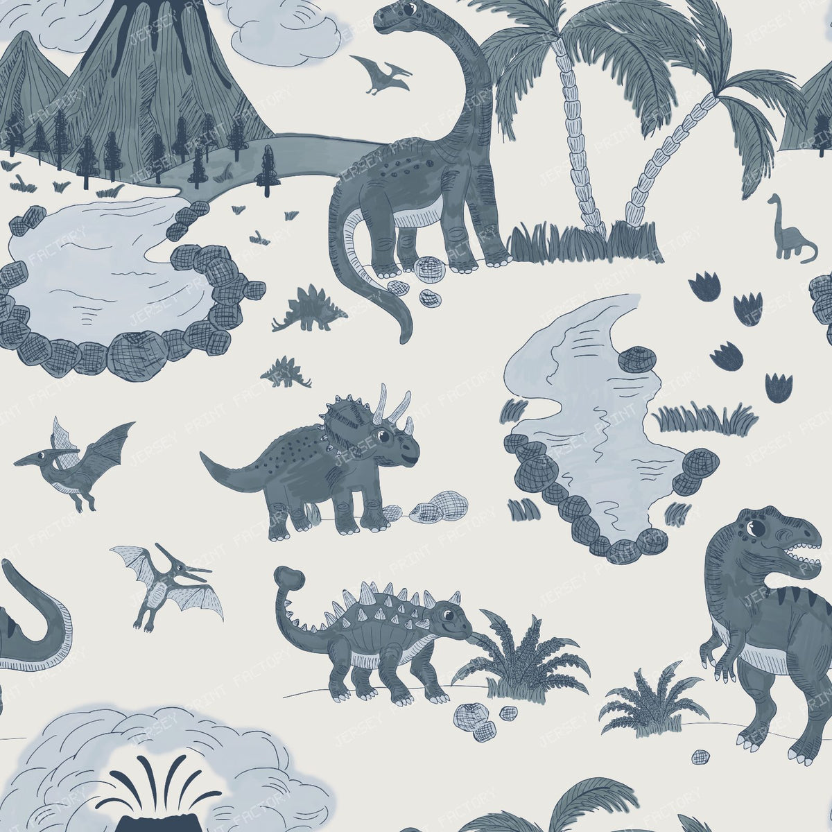 Dinosaur toile blue