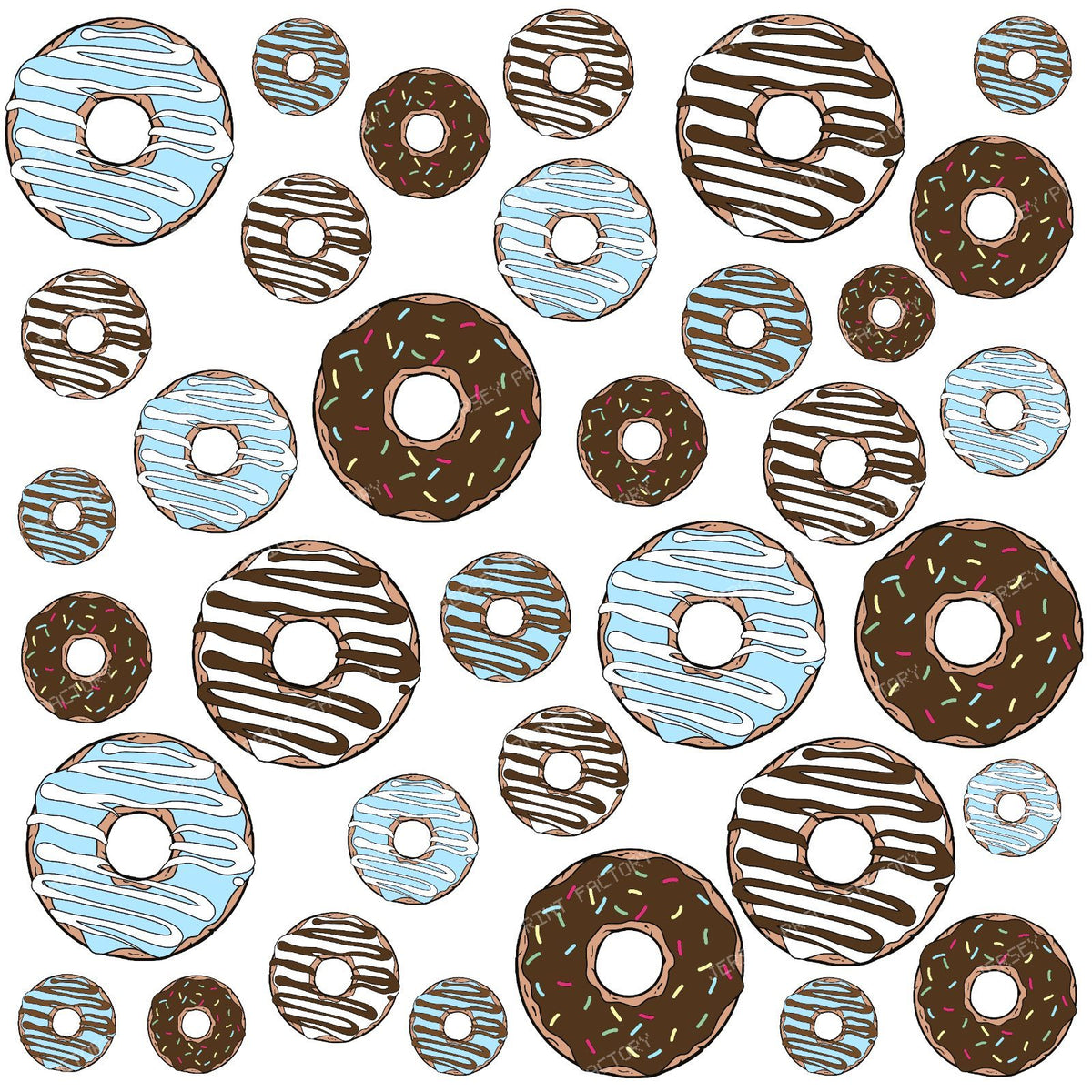Donut Pattern, Chocolate Donuts, Caramel Donuts — Blue and Brown