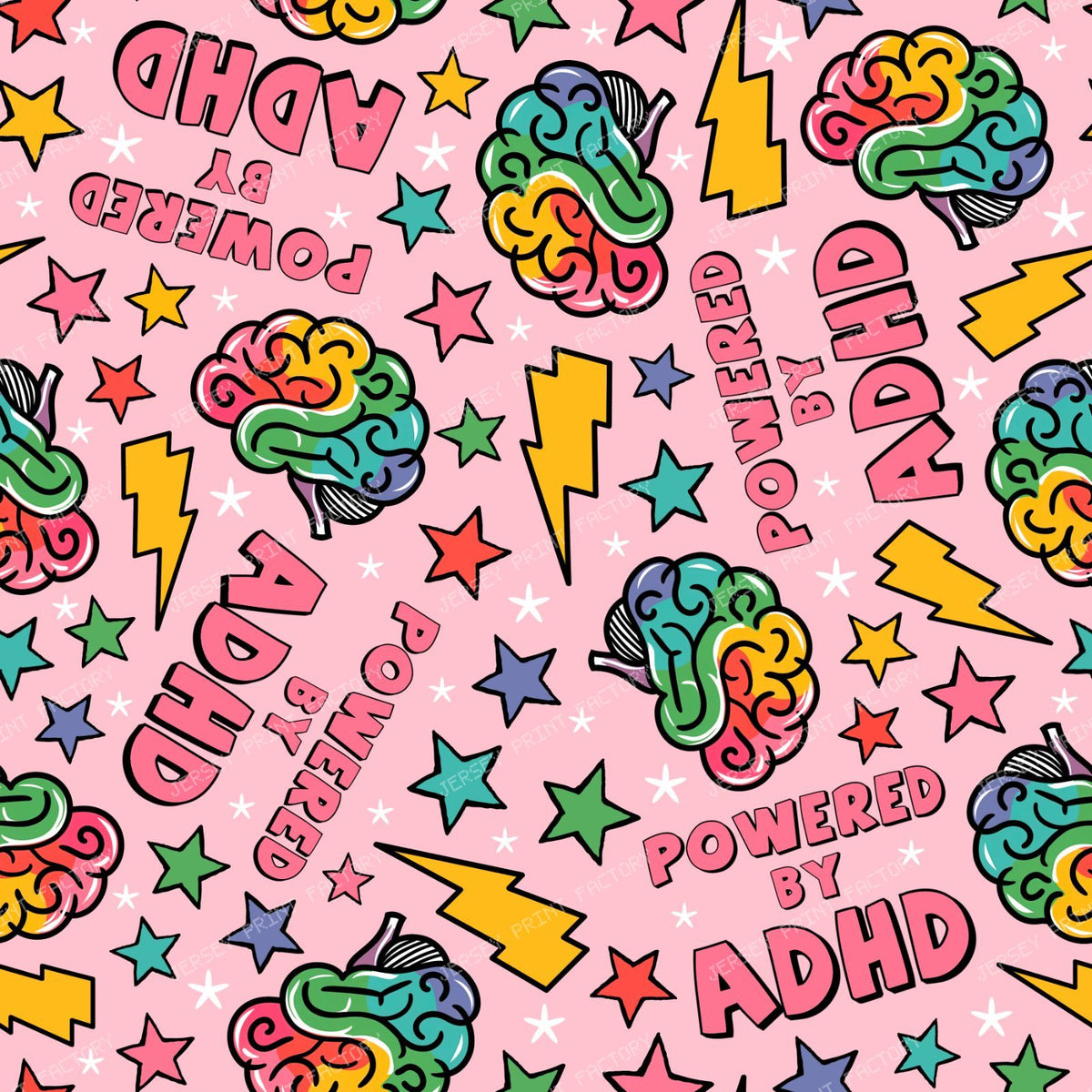 Powered by ADHD Colorful Brain and Star Pink