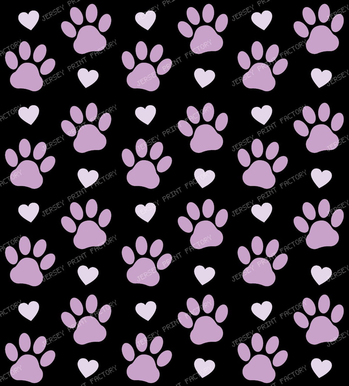 Pattern Of Paws, Dog Paws, Black Paws, Red Hearts — Purple and White 2