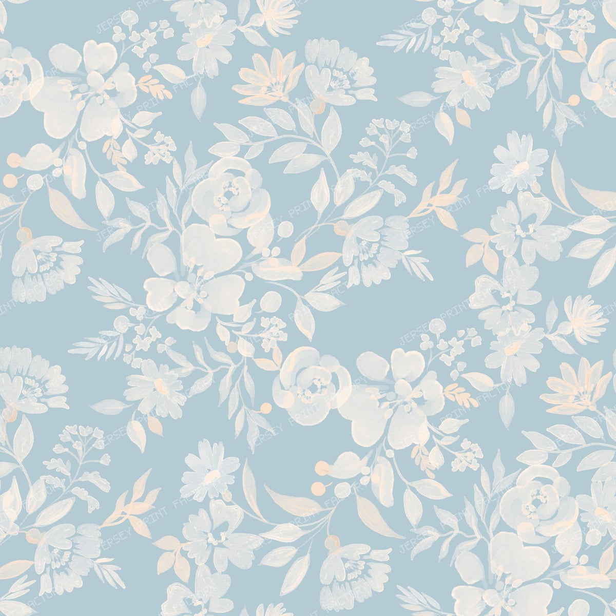 Bella Watercolour Tonal Floral Beige — Light Blue