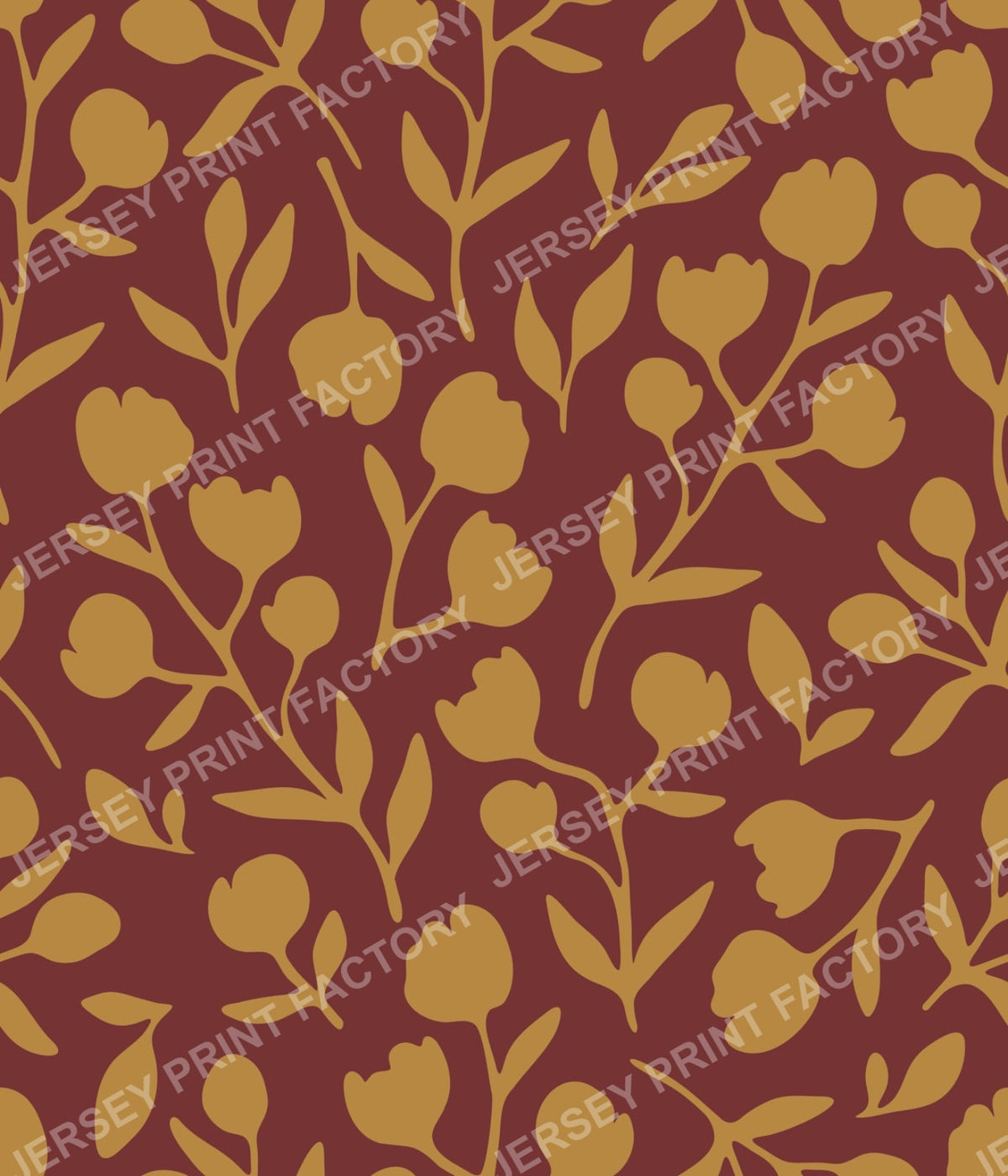 Fleurline - Modern Vintage Floral Silhouette - Gold on Brown