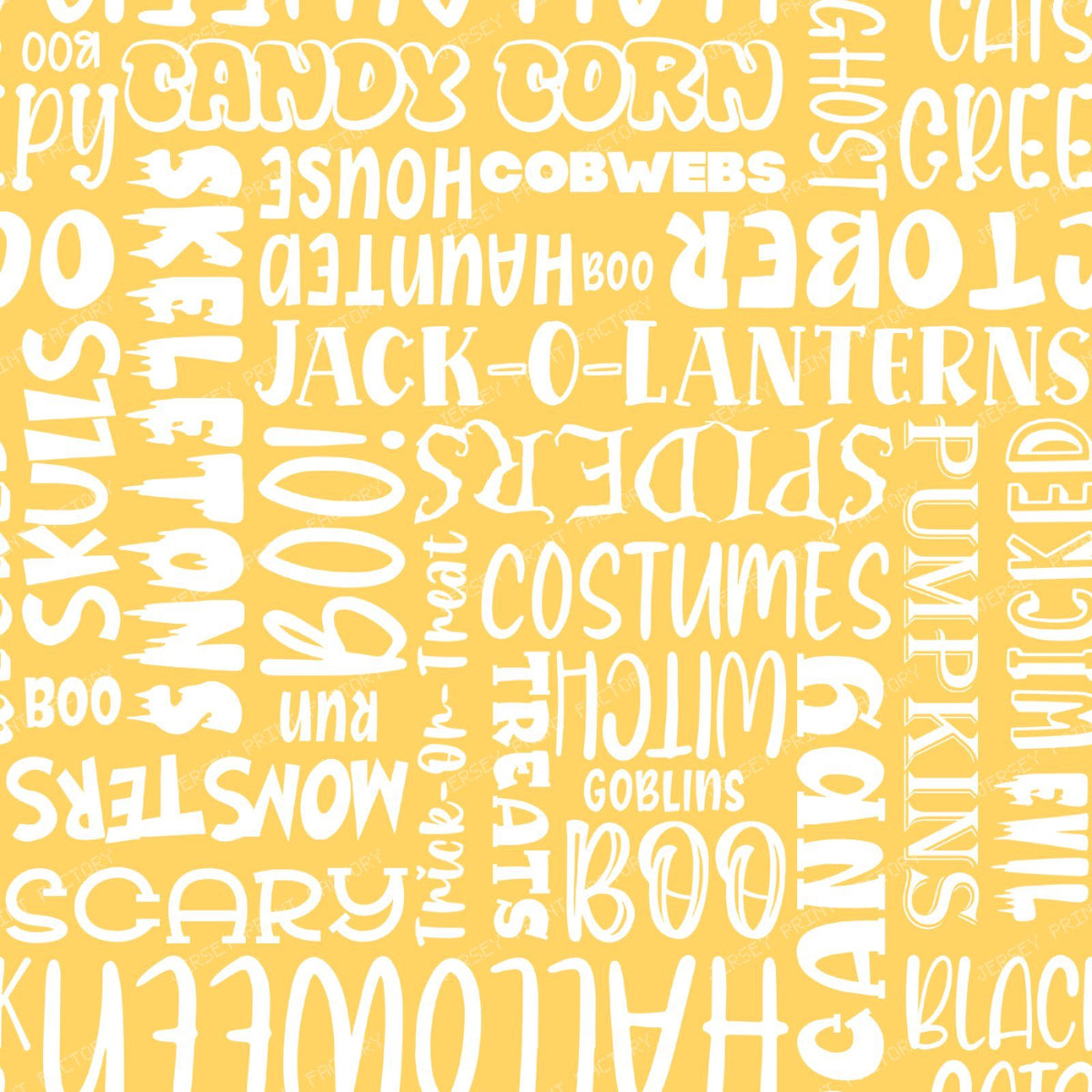 Halloween Word Cloud Sayings White On Yellow