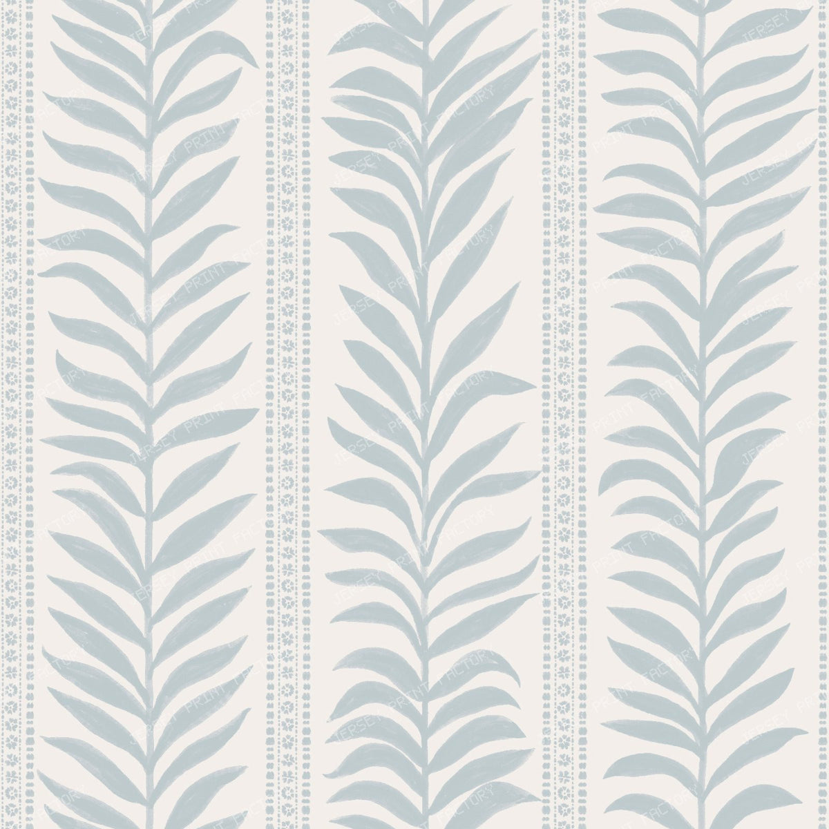 Belinda Vertical Vine Stripe White & Ice Blue — Cream & Dusty Blue