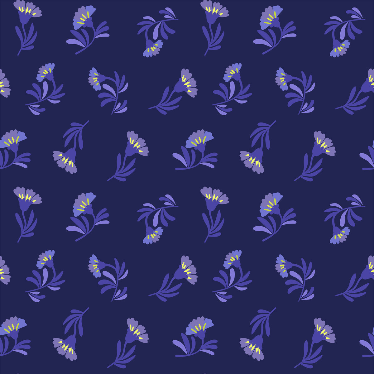 Vector Small Purple Floral Designs On Navy Fabric D1617 Jersey Print Factory