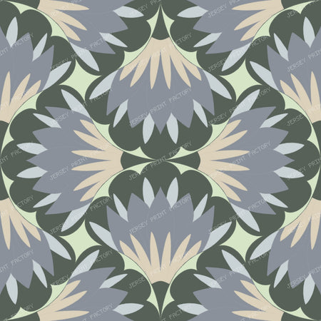 Art Decor Floral Geometric in Dusty Blue and Sage Green