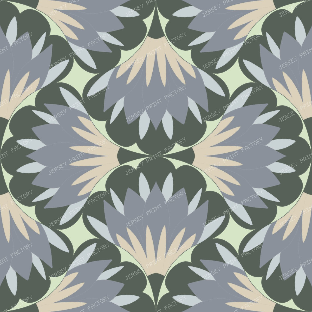 Art Decor Floral Geometric in Dusty Blue and Sage Green