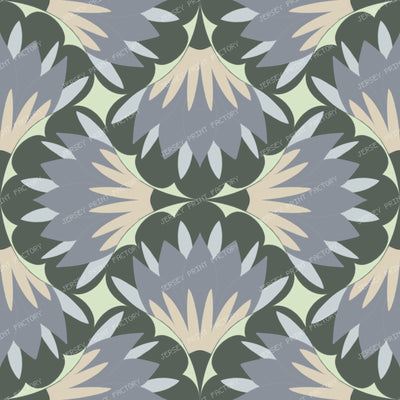 Art Decor Floral Geometric in Dusty Blue and Sage Green