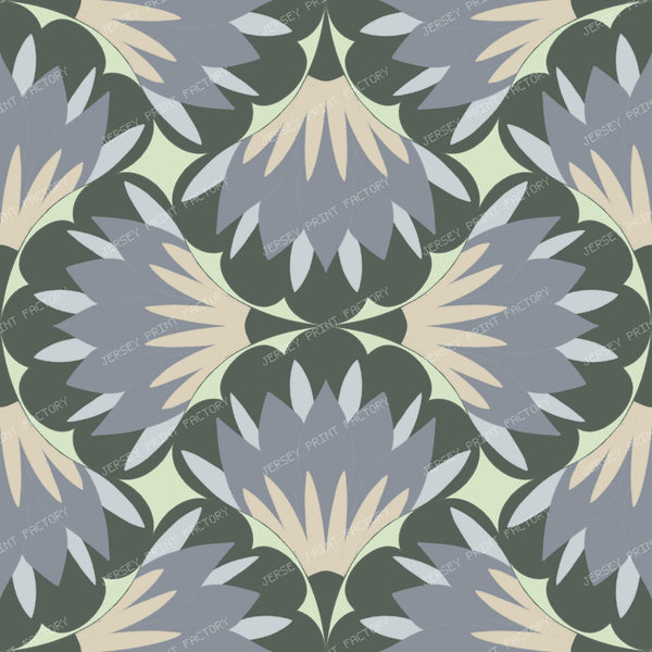 Art Decor Floral Geometric in Dusty Blue and Sage Green