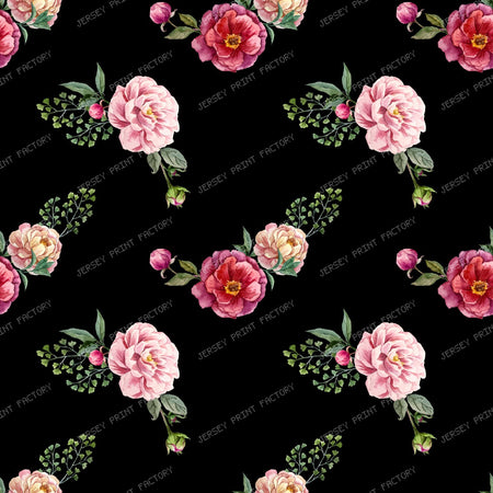 Pink Roses, Purple Roses, Floral Pattern, Rosebud, Leaves — Red