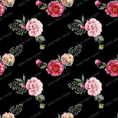 Pink Roses, Purple Roses, Floral Pattern, Rosebud, Leaves — Red