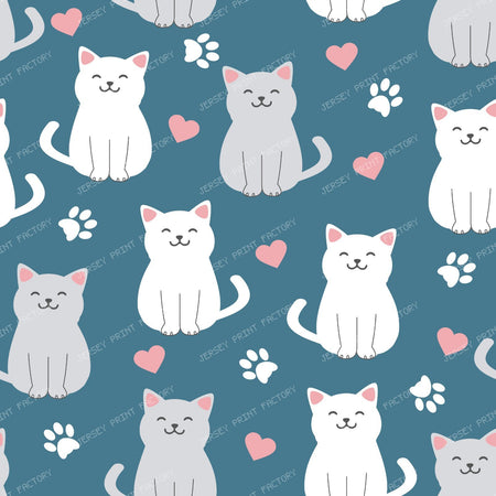 Pattern Of Cats, Gray Cats, White Cats, Kitty, Paws, Hearts