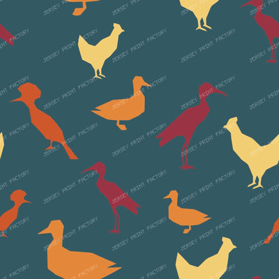 Countryside birds on mustard — Blue