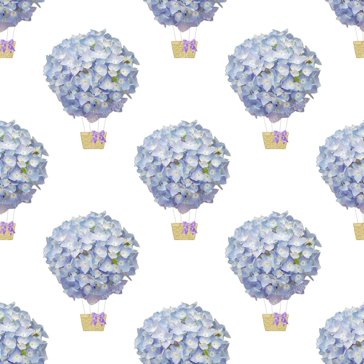 Blue Hydrangeas, Blue Flowers, Hot Air Balloon, Coquette Bow