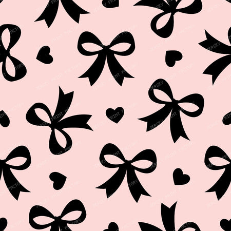 Bow Pattern, Coquette Bow, Ribbon, Cute Bow, White Bow, Hearts, Black — Pink and Black 1