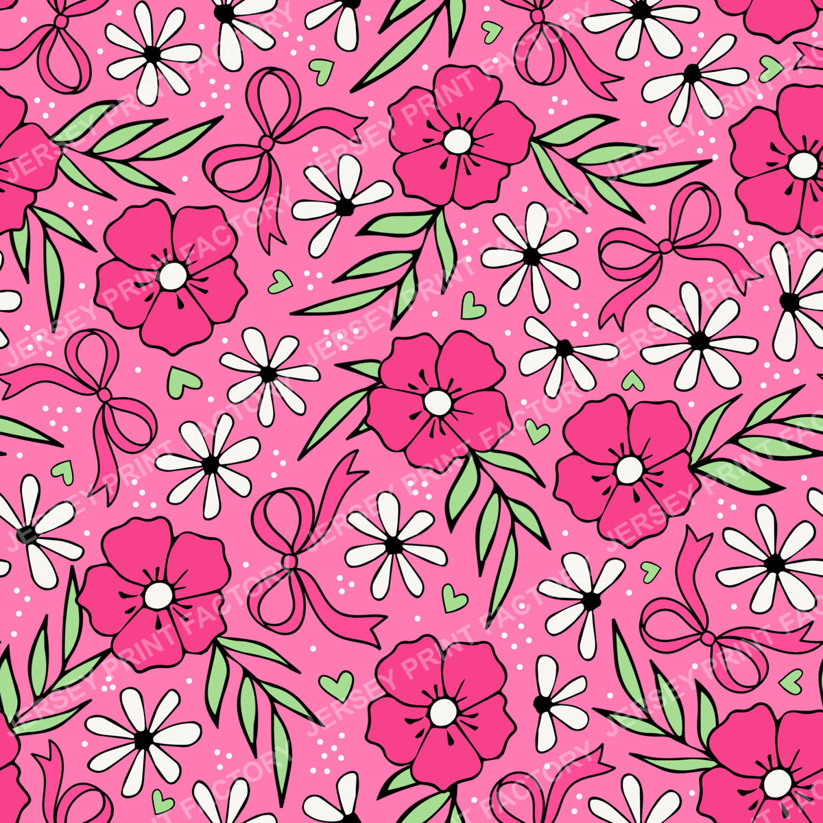 Coquette Meadow Wildflower Floral Raspberry Pink