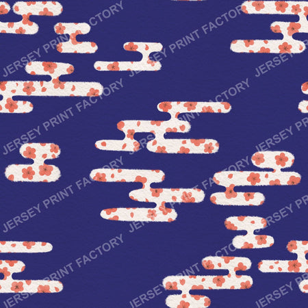 Japanese style clouds with Sakura Cherry Blossom - Deep Purple