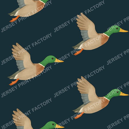 Watercolour flying ducks on Navy Blue