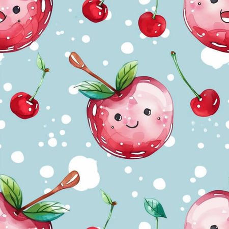 Sweet Watercolor Apples & Cherries