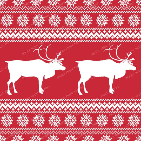 Ugly Christmas Sweater, Snowflakes, Elk, Moose, Pink — Red