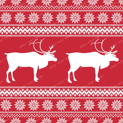 Ugly Christmas Sweater, Snowflakes, Elk, Moose, Pink — Red