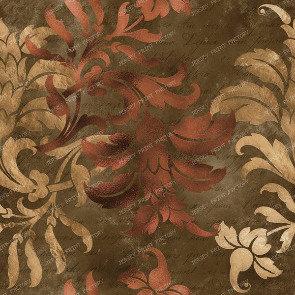 Rich Brown and Copper Color Dark Victorian Aesthetic Damask Ornate Pattern