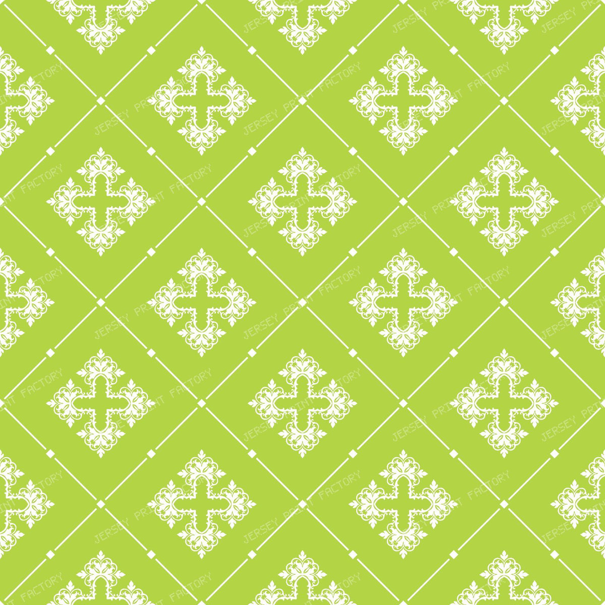 Black And White Damask, French Damask, Baroque Pattern — Green 1