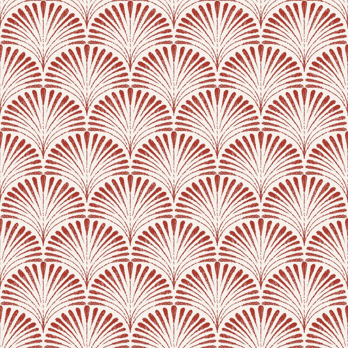 Eloise   Hand Drawn Scallop   Small   Cream & Blue — Cream & Red