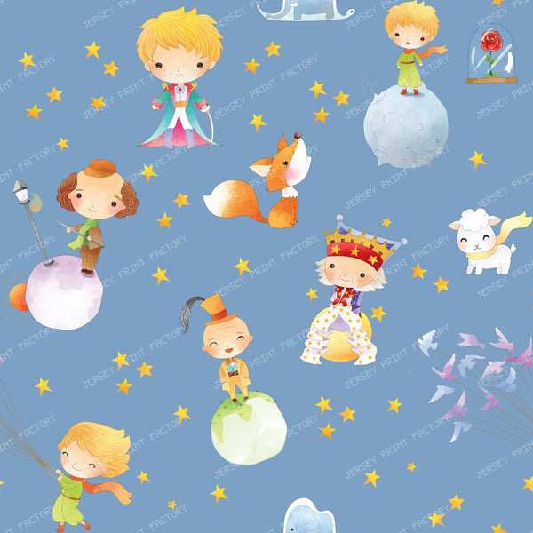 Little Prince Children's Fairytale Toile Pattern  - Blue