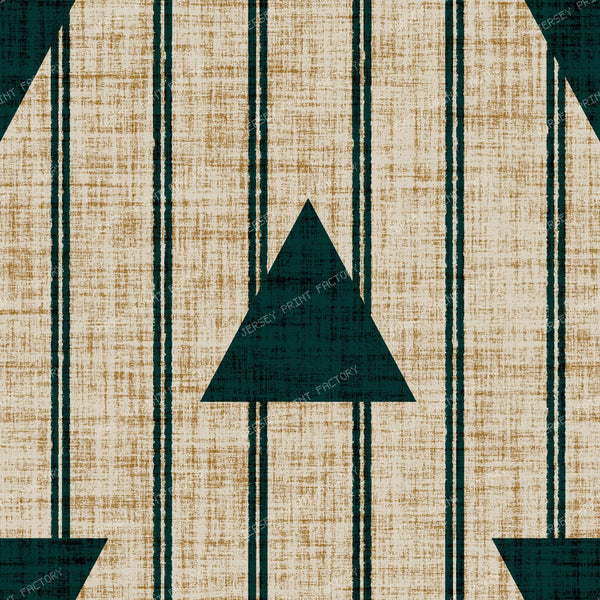 Festive Christmas Triangle Stripe in Warm Beige — Deep Teal