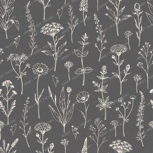Cottagecore Botanical Herbarium Wildflowers - Earthy Beige and Charcoal Gray — Dark Gray